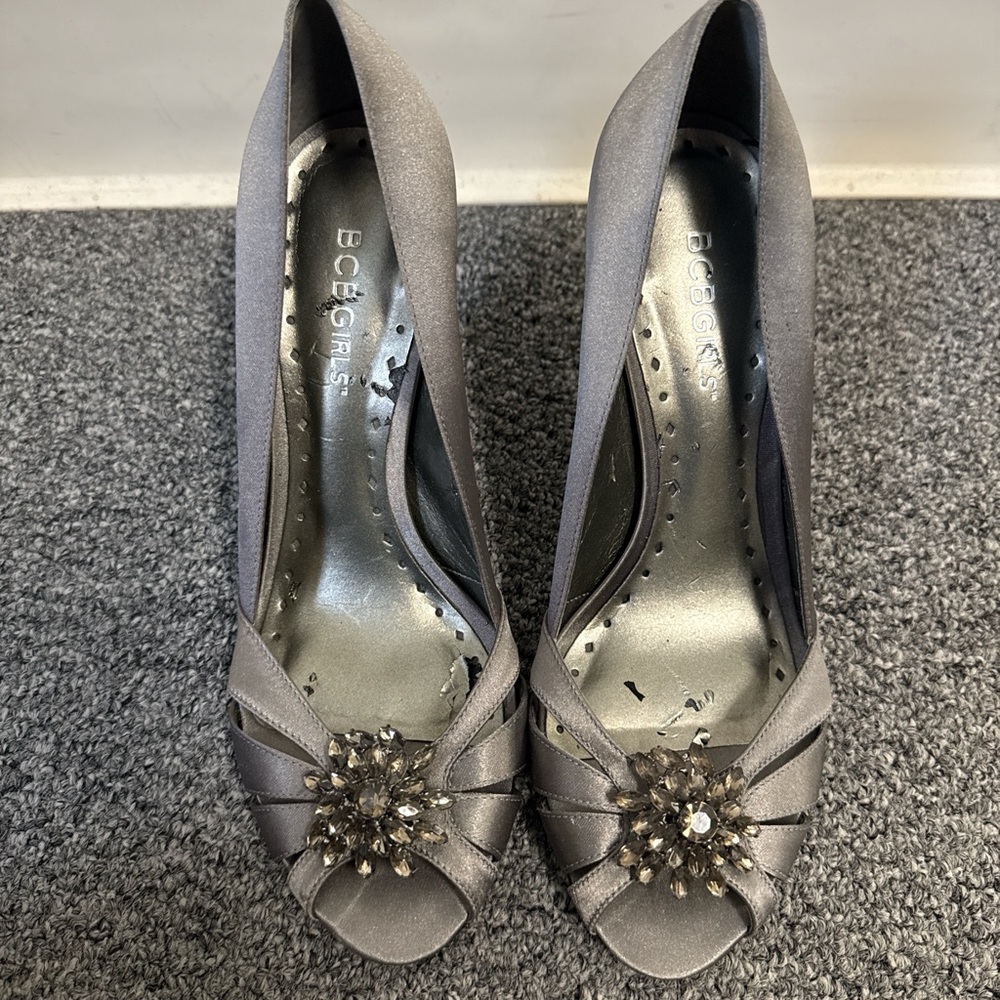 BCBGMaxAzria Women's Silver Embellished Heels